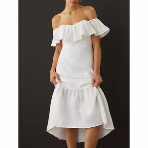 Reformation Baela Linen Dress White Size 8 NWT